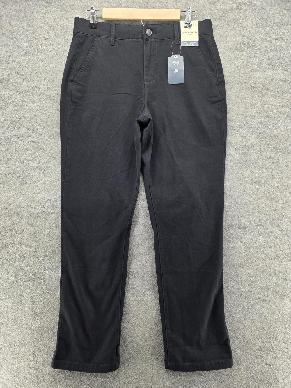 St. John's Bay Pants Womens 8 Black Girlfriend Chino Secretly Slender Mid Rise